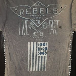 Affliction Tops - Affliction Grey wash Rebels skull shirt size M Affliction Tops - Affliction Grey wash Rebels skull shirt size M